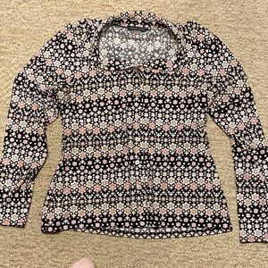 Tommy Hilfiger Black and Pink Floral Button Down Shirt